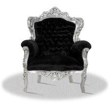 Barock Sessel Stoff Schwarz