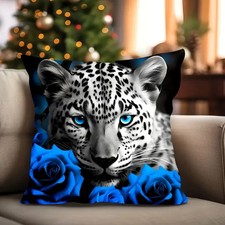 Kissenbezug Französischer Leopard Blaue Rose Dekokissen/59