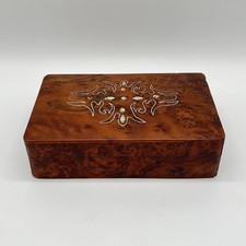 Vintage Wurzelholz Schatulle • Perlmutt  Intarsien • Schmuckschatulle • Kästchen