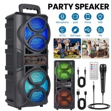 Bluetooth 5.2 Lautsprecher RGB Subwoofer Musikbox Boombox Party LED mit Mikrofon