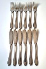 12.teiliges, 60er Ziech Jugendstil Fischbesteck Modell Kreuzband - guter Zustand