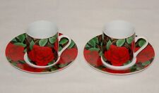 2er-Set Porzellan Mokkatasse Espressotasse - Blumendekor Rosen