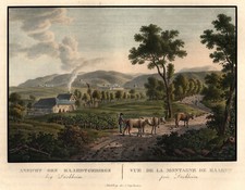 Bad Dürkheim Original kolorierter Kupferstich Roux 1826