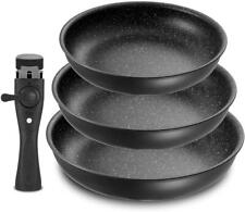 Pfannenset Pfanne 4-teilig Abnehmbarer Griff Antihaft Induktion 20cm 24cm 28cm