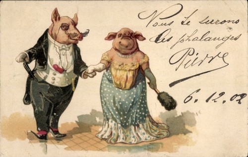 Litho schweine eleganter - litho, in