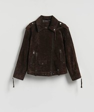 Lederjacke , braun, Wildleder