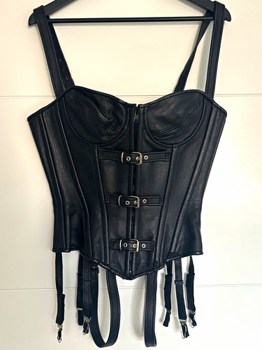 Damen korsage leder - korsage, schwarz