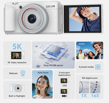 SJCAM ZV200 5K Vlogging-Kamera 80MP Autofokus F1.8 360° Flip Screen Weiß – NEU