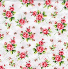 3 Servietten ~ Sommer, Blumen, Kleine Rosen, Motiv für Porzellan ~ 33x33