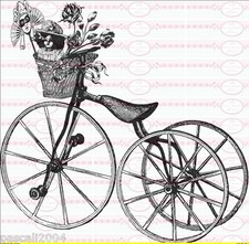 Shabby Vintage Dreirad Fahrradkorb Antik Blumen Rose  Bügelbild 259