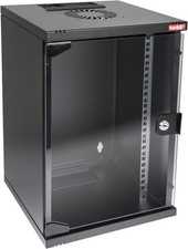 HMF Netzwerkschrank Serverschrank 10 Zoll 9 HE schwarz Stahlgehäuse