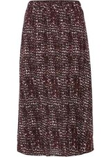 Rock mit Schlitz Gr. 46 Dunkelbeere/Schwarz Zebra Midi-Rock Freizeit-Skirt Neu*