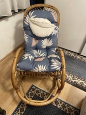 Schaukelstuhl Rattan mit Kissenauflage Beige/Braun  Schaukelsessel Relaxsessel