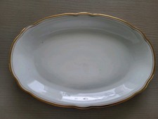 Servierteller Platte Tablett Porzellan Weiß mit Goldrand Kahla DDR Ostalgie 