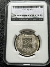 1974 POLAND 200 Zlotych Polen Silber Münze unzirkuliert vorzüglich 14,5 g silver