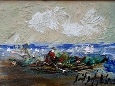 W.H. Unger - Chiemsee - Öl-Gemälde auf Holz 15x10cm mit Rahmen 27x23cm