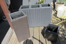 8 TeHochbeet Pflanzkübel Blumentopf Poly Rattan Blumenkübel Übertopf Gartenmöbel