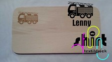 HB 11 - Feuerwehr + Name Holzbrett Holzbrettchen Lasergravur Frühstücksbrettchen