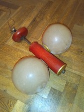 Vintage Deckenlampe 50er/60er – Holz & Glas – Retro Hängelampe – Mid Century