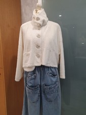 Damen Jacke Pullover Überwurf Weiss Weich Oversize Gettone   Gr. XL Lagenlook