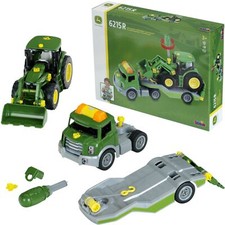 Klein 3908 John Deere Traktor auf Anhänger zum Wenden Licht + Sound