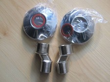 1- Paar S-Anschluss für Armatur mit Rosette Messing / Dusche Bad