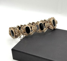 Vintage 925 Silber   Armband mit Onyx & Markasiten – Art Déco Stil