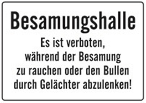 Besamungshalle blechschild - besamungshalle...,