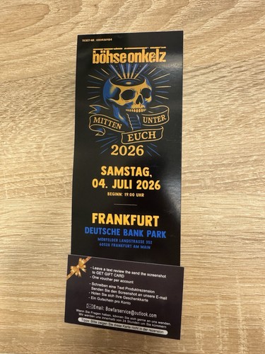 Böhse onkelz konzertticket - böhse,