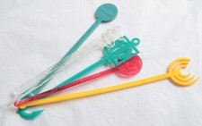 Set 6 Vintage Kunststoff Cocktail Rührstäbchen Pattaya Hongkong Thailand Southern Sun