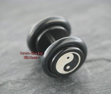 FakePiercing Plug Ohrring YIN YANG Tattoo Style Tunnel Stecker 