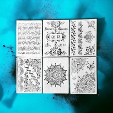 6 x Schablonen A4 Ornamente Set Nr. 220 Möbeldesign Textil Wandbordüre Mandala