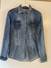 Zara Jeansbluse Jeanshemd Westernstyle Gr. L38/40 Druckknöpfe TOP Zustand