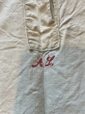 Altes LEINEN Nachthemd Ur-Oma Oma handgenäht Monogramm Weiß True Vintage