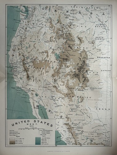 1892 physical map western - map, of