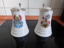 2 Bierkrüge mit Zinndeckel von der Porzellanmanufaktur Fürstenberg vor 1990