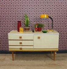 70er Jahre Kommode kleines Sideboard 1,09m Schleiflack creme bunt retro vintage