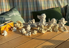 15 Engel Figuren weiß Polyresin neuwertig Geschenk Geburt Taufe Kommunion Konvol