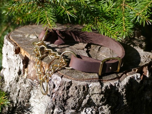 Braunes fettlederhalsband - fettlederhalsband, m
