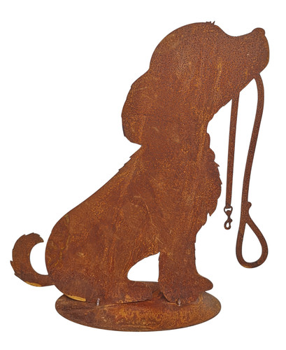Dekofigur hund mit leine - dekofigur, "hund