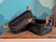 Körbe Aufbewahrung Geflecht Ledergriffe 2 Stück Schwarz Kunststoff Innen Stoff