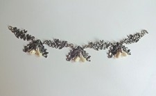 altes Trachten-Armband, silber Metall, m. imit. Grandln, ca. 20 cm lang