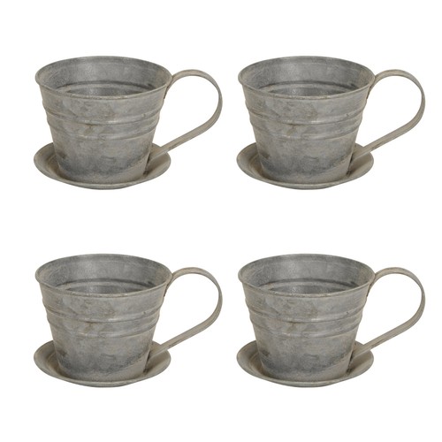 4tlg pflanztopf tasse grau - tasse,