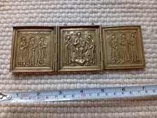 Tryptik Buchform russisches Metallikone 19.s Jh. Reise-Ikone 