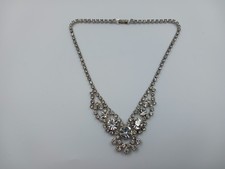 Vintage Strass Collier silberfarben, V‑Form ca. 40 cm