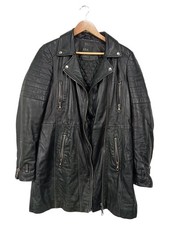 SET Damen Ledermantel Schwarz Urban Leder Gr. 38 Gesteppt Nieten Reißverschluss