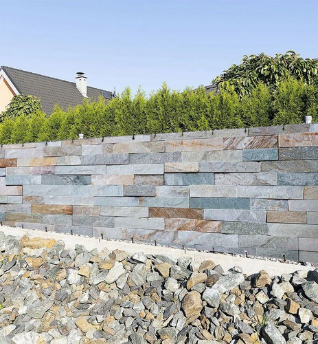 Zaunbanner blaue steinmauer - zaunbanner,