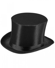 Schwarz glänzender Zylinderhut als Kostümzubehör für Karneval, Halloween und