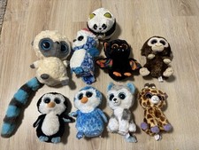 9 TY Plüschtiere Affe Pinguin Giraffe Fledermaus 