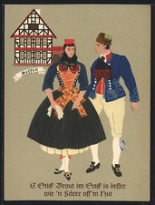 Hessen, Liebespaar in hessischer Tracht, Ansichtskarte 